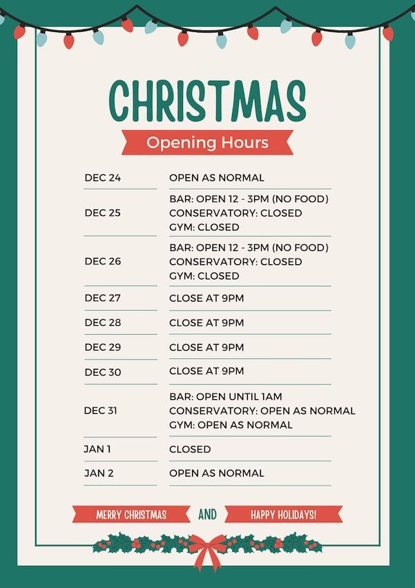 The Warren Christmas Opening Times 2024